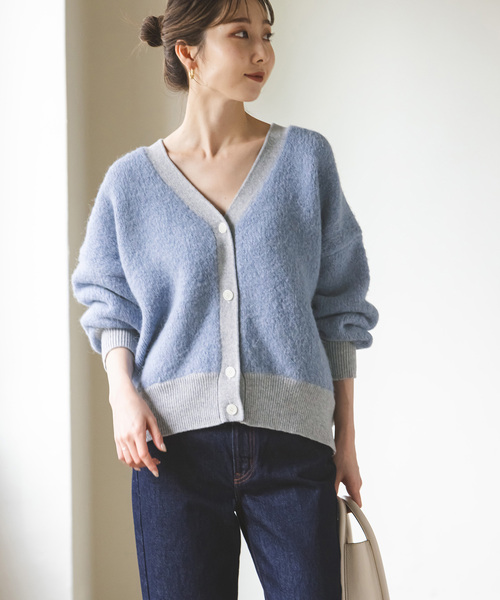 Noble（ノーブル）の「ミックスブークレーニットカーディガン（カーディガン/ボレロ・レディース・ブルー/ベージュ・FREE）」の18枚目の写真