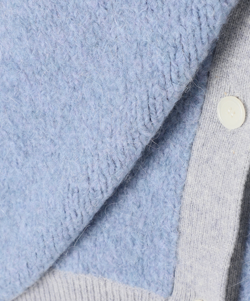 Noble（ノーブル）の「ミックスブークレーニットカーディガン（カーディガン/ボレロ・レディース・ブルー/ベージュ・FREE）」の3枚目の写真