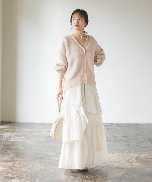 Noble（ノーブル）の「ミックスブークレーニットカーディガン（カーディガン/ボレロ・レディース・ブルー/ベージュ・FREE）」の6枚目の写真