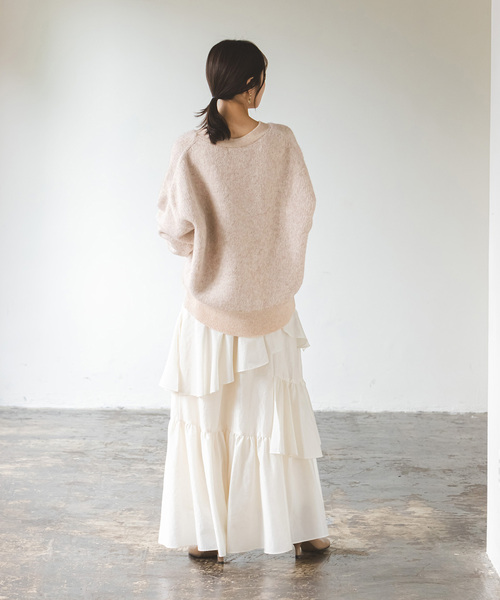 Noble（ノーブル）の「ミックスブークレーニットカーディガン（カーディガン/ボレロ・レディース・ブルー/ベージュ・FREE）」の8枚目の写真