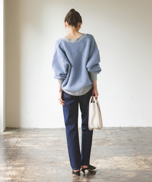 Noble（ノーブル）の「ミックスブークレーニットカーディガン（カーディガン/ボレロ・レディース・ブルー/ベージュ・FREE）」の13枚目の写真