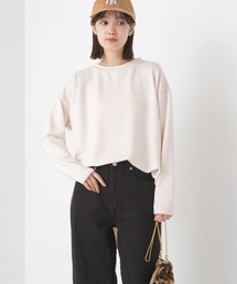 +3℃蓄熱ストレッチ裾ラウンド長袖Tシャツ