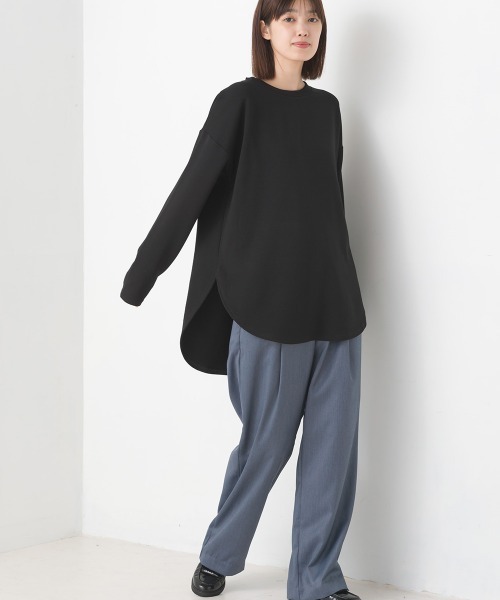 OMNES(オムネス)の「+3℃蓄熱ストレッチ裾ラウンド長袖Tシャツ(Tシャツ/カットソー・レディース・グリーン/ブラック/パープル/アイボリー/ブラウン・FREE)」の18枚目の写真