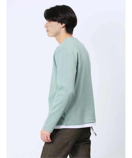 m.f.editorial（エムエフエディトリアル）の「m.f.エディトリアル メンズ ダブルフェイス キーネック長袖Tシャツ（Tシャツ/カットソー・メンズ・ネイビー/グリーン系その他・X-LARGE/MEDIUM/LARGE）」の14枚目の写真