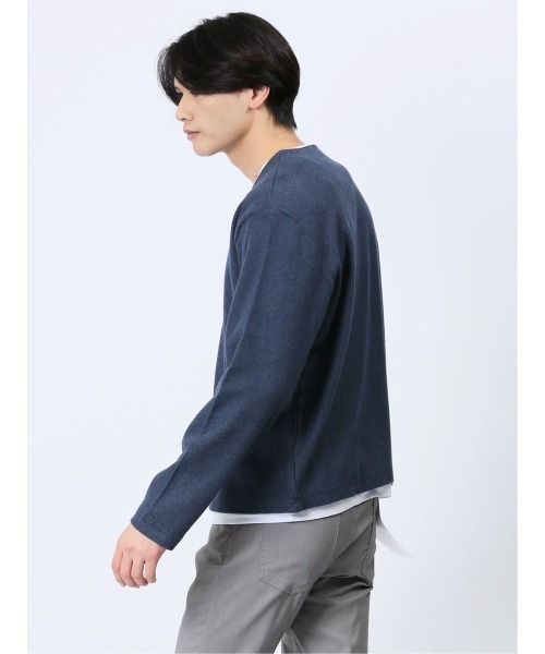m.f.editorial（エムエフエディトリアル）の「m.f.エディトリアル メンズ ダブルフェイス キーネック長袖Tシャツ（Tシャツ/カットソー・メンズ・ネイビー/グリーン系その他・X-LARGE/MEDIUM/LARGE）」の7枚目の写真