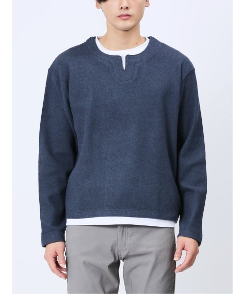 m.f.editorial（エムエフエディトリアル）の「m.f.エディトリアル メンズ ダブルフェイス キーネック長袖Tシャツ（Tシャツ/カットソー・メンズ・ネイビー/グリーン系その他・X-LARGE/MEDIUM/LARGE）」の20枚目の写真