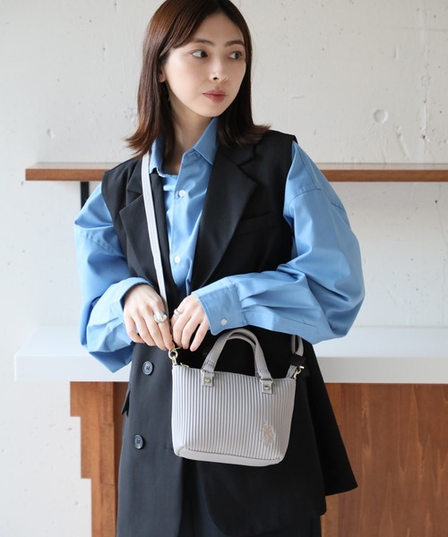 U.S. POLO ASSN.（ユーエスポロアッスン）の「【U.S. POLO ASSN.】プリーツ　ミニトート ショルダーバッグ（ショルダーバッグ・レディース・ピンク/ブラック/グレー/ホワイト・FREE）」の20枚目の写真