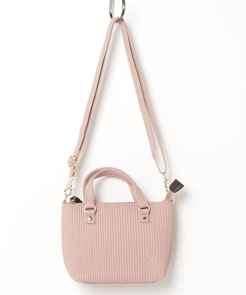 U.S. POLO ASSN.（ユーエスポロアッスン）の「【U.S. POLO ASSN.】プリーツ　ミニトート ショルダーバッグ（ショルダーバッグ・レディース・ピンク/ブラック/グレー/ホワイト・FREE）」の5枚目の写真