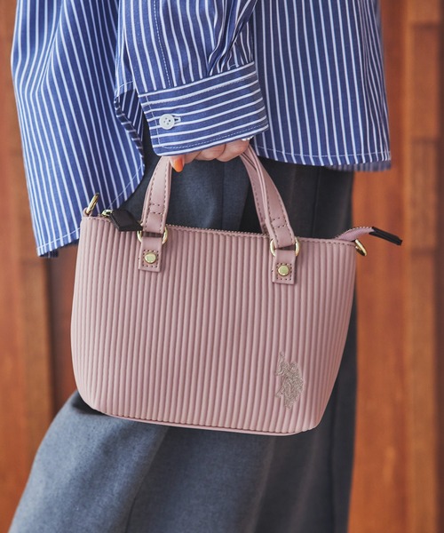 U.S. POLO ASSN.（ユーエスポロアッスン）の「【U.S. POLO ASSN.】プリーツ　ミニトート ショルダーバッグ（ショルダーバッグ・レディース・ピンク/ブラック/グレー/ホワイト・FREE）」の8枚目の写真