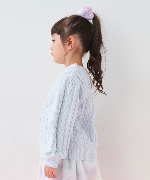 mezzo piano（メゾピアノ）の「チビリボン　モールニットプルオーバー（ニット/セーター・キッズ・アイボリー/ミント・M/L/S）」の3枚目の写真