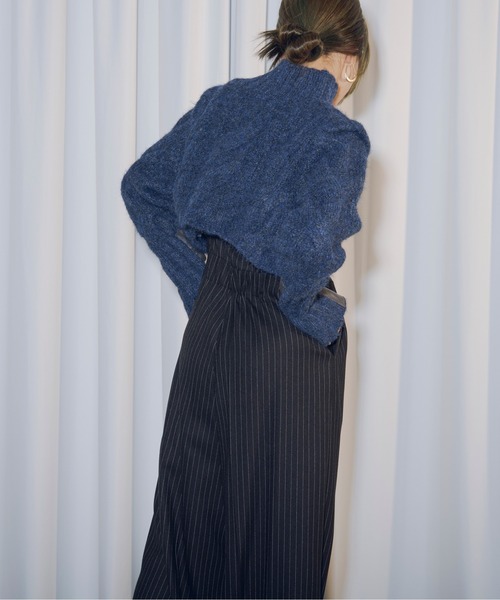 Ezick（エジック）の「Arm leather patch ハイネックショートニット（ニット/セーター・レディース・アイボリー/ネイビー/チャコールグレー・FREE）」の10枚目の写真