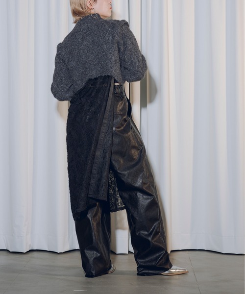 Ezick（エジック）の「Arm leather patch ハイネックショートニット（ニット/セーター・レディース・アイボリー/ネイビー/チャコールグレー・FREE）」の19枚目の写真