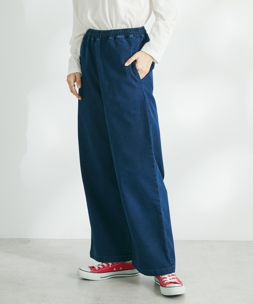 CRAFT STANDARD BOUTIQUE(クラフトスタンダードブティック)の「裏起毛デニムワイドパンツ(デニムパンツ・レディース・インディゴブルー/ブルー・M/L)」の1枚目の写真