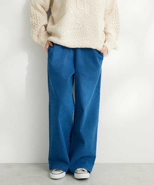 CRAFT STANDARD BOUTIQUE(クラフトスタンダードブティック)の「裏起毛デニムワイドパンツ(デニムパンツ・レディース・インディゴブルー/ブルー・M/L)」の2枚目の写真