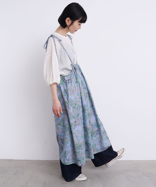 l'atelier du savon(アトリエドサボン)の「●C/温室ひみつきちプリント つりスカート(ジャンパースカート・レディース・キナリ/ブルー・FREE)」の14枚目の写真