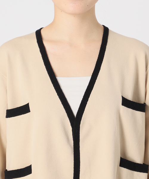 ヴェルメイユパーイエナ ニットコート　ネイビー　パイピング ヴェルメイユパーイエナ ニットコート ネイビー パイピング