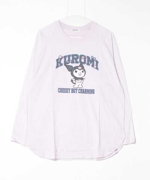 sanrio(サンリオ)の「Sanrio characters ラグラン長袖Tシャツ バッドばつ丸/クロミ(Tシャツ/カットソー・メンズ・オートミール/杢グレー/ブラック×ブラック/パープル・M/L/LL)」の4枚目の写真