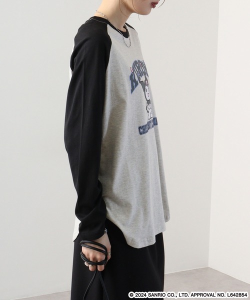 sanrio(サンリオ)の「Sanrio characters ラグラン長袖Tシャツ バッドばつ丸/クロミ(Tシャツ/カットソー・メンズ・オートミール/杢グレー/ブラック×ブラック/パープル・M/L/LL)」の11枚目の写真