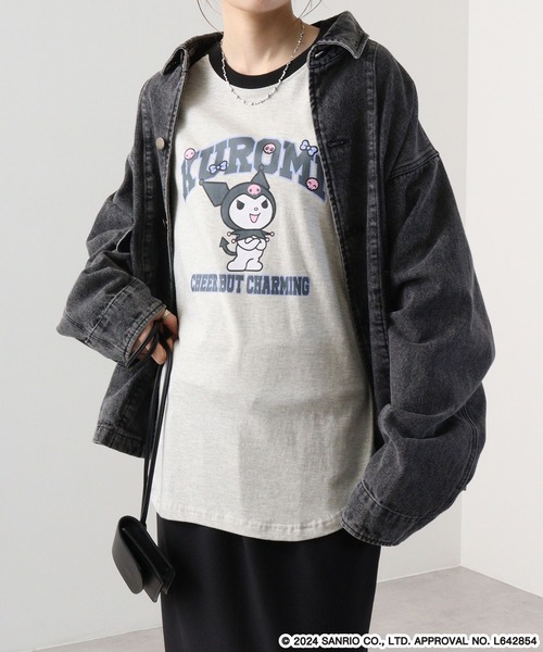 sanrio(サンリオ)の「Sanrio characters ラグラン長袖Tシャツ バッドばつ丸/クロミ(Tシャツ/カットソー・メンズ・オートミール/杢グレー/ブラック×ブラック/パープル・M/L/LL)」の15枚目の写真