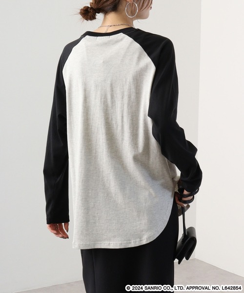 sanrio(サンリオ)の「Sanrio characters ラグラン長袖Tシャツ バッドばつ丸/クロミ(Tシャツ/カットソー・メンズ・オートミール/杢グレー/ブラック×ブラック/パープル・M/L/LL)」の12枚目の写真