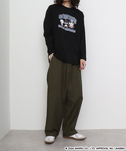sanrio(サンリオ)の「Sanrio characters ラグラン長袖Tシャツ バッドばつ丸/クロミ(Tシャツ/カットソー・メンズ・オートミール/杢グレー/ブラック×ブラック/パープル・M/L/LL)」の16枚目の写真