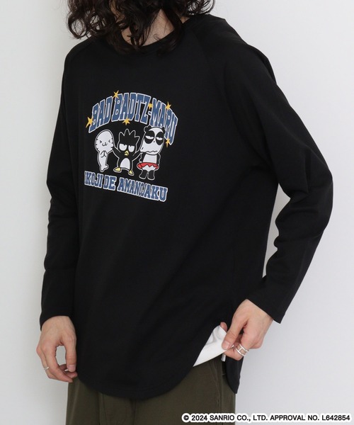 sanrio(サンリオ)の「Sanrio characters ラグラン長袖Tシャツ バッドばつ丸/クロミ(Tシャツ/カットソー・メンズ・オートミール/杢グレー/ブラック×ブラック/パープル・M/L/LL)」の19枚目の写真