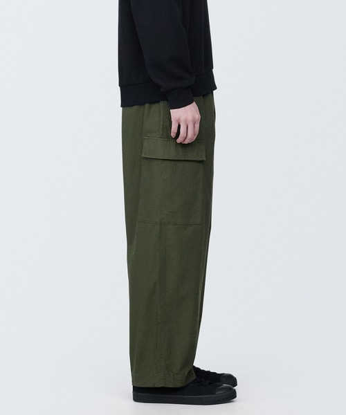 6379【美品】リップストップのイージースラックス ワークパンツ カーキ