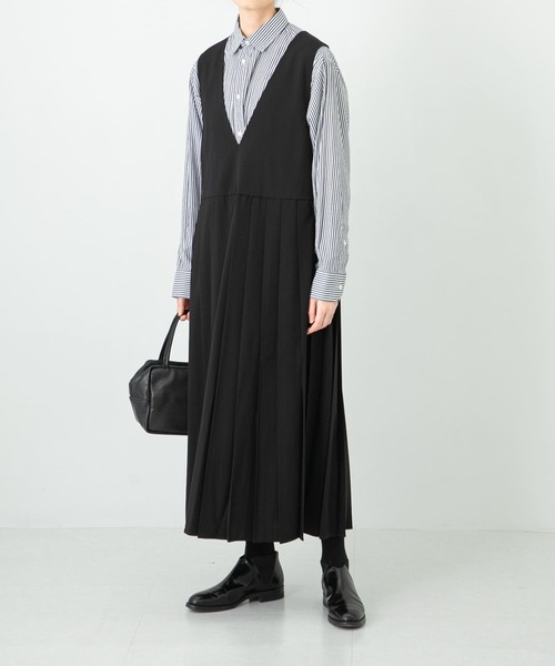 かぐれ（カグレ）の「プリーツワンピース（ワンピース・レディース・ブラック/チャコールグレー・FREE）」の3枚目の写真