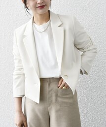 SHIPS any（シップス エニィ）の「SHIPS any:〈手洗い可能〉クリスピー リネン ショート テーラード ジャケット（テーラードジャケット）」