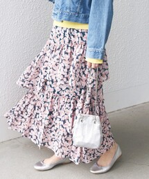 SHIPS | 〈手洗い可能〉フラワー プリント ティアード スカート 24SS ◇(スカート)