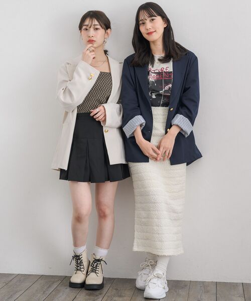 RETRO GIRL（レトロガール）の「金釦テーラードJK（テーラードジャケット・レディース・ブルー/ナチュラル/ライトグレー・FREE）」の4枚目の写真