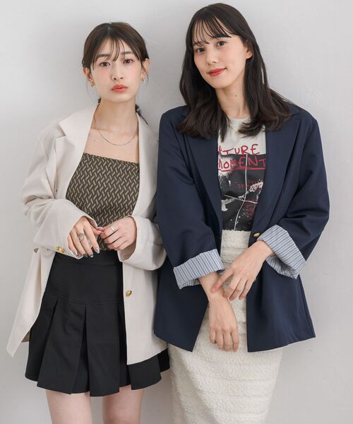 RETRO GIRL（レトロガール）の「金釦テーラードJK（テーラードジャケット・レディース・ブルー/ナチュラル/ライトグレー・FREE）」の5枚目の写真