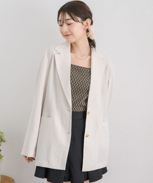 RETRO GIRL（レトロガール）の「金釦テーラードJK（テーラードジャケット・レディース・ブルー/ナチュラル/ライトグレー・FREE）」の10枚目の写真