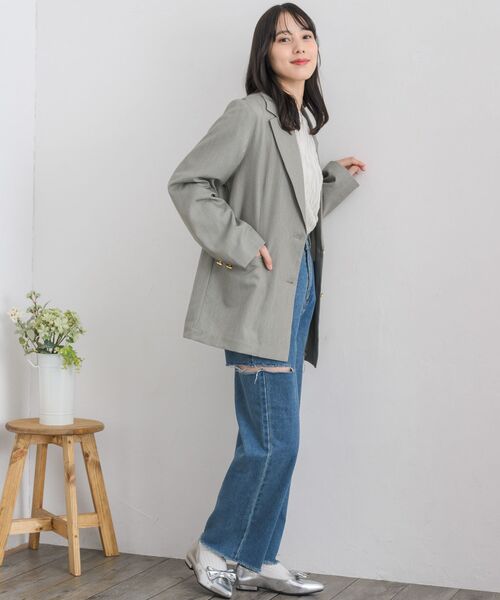 RETRO GIRL（レトロガール）の「金釦テーラードJK（テーラードジャケット・レディース・ブルー/ナチュラル/ライトグレー・FREE）」の15枚目の写真