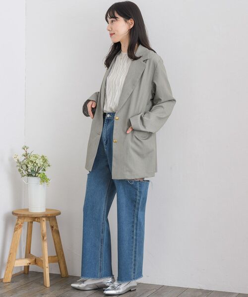 RETRO GIRL（レトロガール）の「金釦テーラードJK（テーラードジャケット・レディース・ブルー/ナチュラル/ライトグレー・FREE）」の16枚目の写真