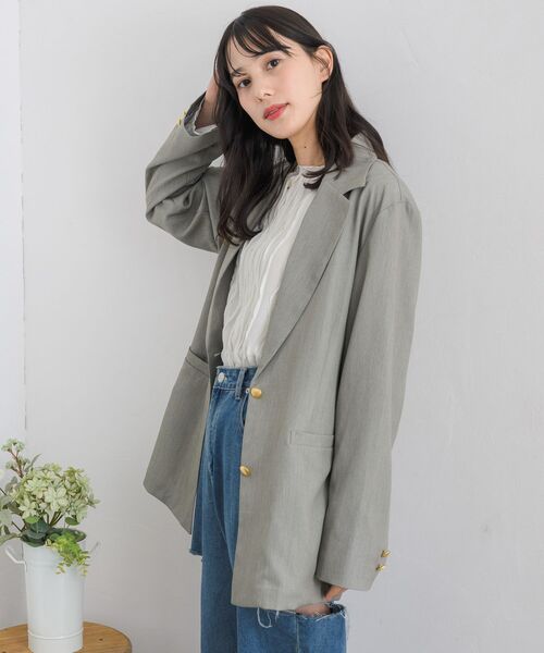 RETRO GIRL（レトロガール）の「金釦テーラードJK（テーラードジャケット・レディース・ブルー/ナチュラル/ライトグレー・FREE）」の20枚目の写真