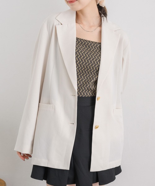 RETRO GIRL（レトロガール）の「金釦テーラードJK（テーラードジャケット・レディース・ブルー/ナチュラル/ライトグレー・FREE）」の2枚目の写真