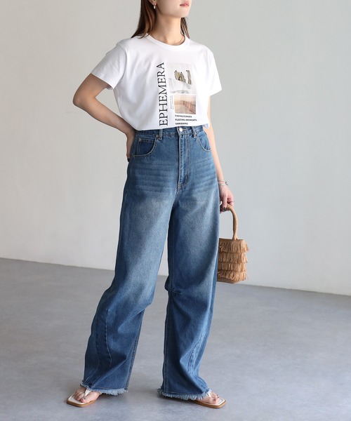 ハグオーワー　裾フリンジカーブデニムパンツ　M size 裾フリンジカーブデニムパンツ | HUG O WaR ONLINE STORE