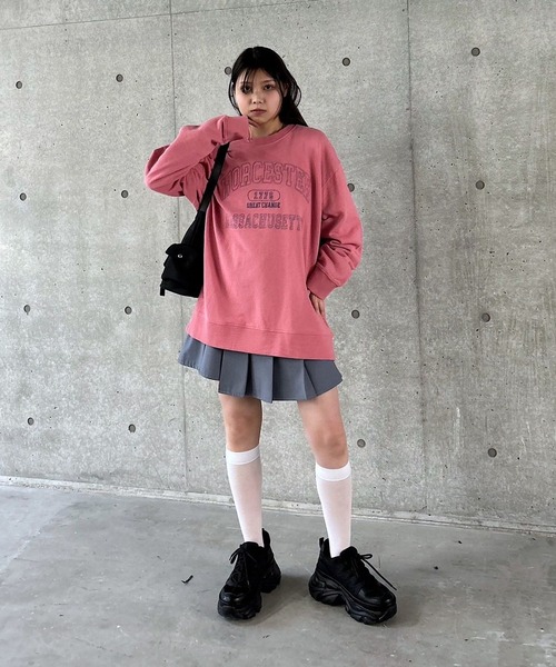 PAGEBOY（ページボーイ）の「カレッジミニウラケBIGスウェット（スウェット・レディース・コーラルピンク/スミクロ/オートミール・FREE）」の14枚目の写真