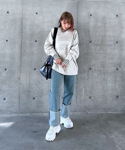 PAGEBOY（ページボーイ）の「カレッジミニウラケBIGスウェット（スウェット・レディース・コーラルピンク/スミクロ/オートミール・FREE）」の11枚目の写真