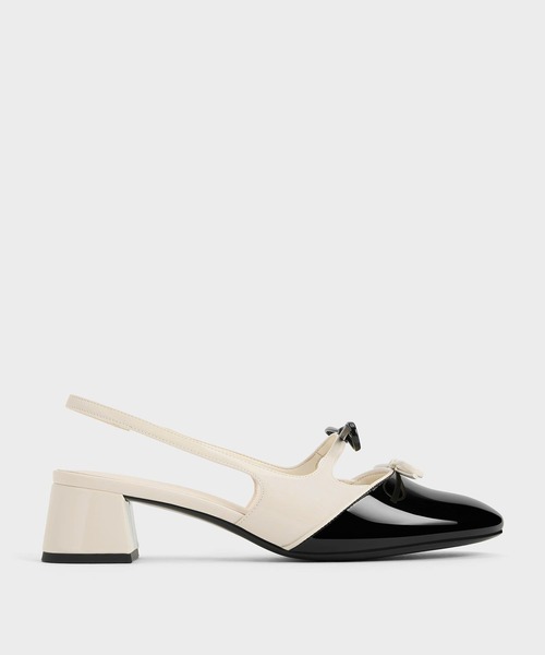 CHARLES & KEITH(チャールズ & キース)の「Dorri ドリー ダブルボウスリングバックパンプス(パンプス・レディース・ブラック系その他6/オフホワイト・22.5cm/25cm/24.5cm/23.5cm/23cm)」の6枚目の写真