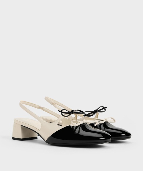 CHARLES & KEITH(チャールズ & キース)の「Dorri ドリー ダブルボウスリングバックパンプス(パンプス・レディース・ブラック系その他6/オフホワイト・22.5cm/25cm/24.5cm/23.5cm/23cm)」の7枚目の写真