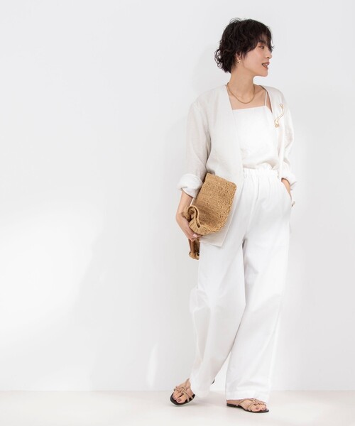 NOLLEY’S（ノーリーズ）の「グロッシーツイル＆ダブルクロスレイヤードキャミソール（キャミソール・レディース・ベージュ/オフホワイト/ブラック・FREE）」の6枚目の写真