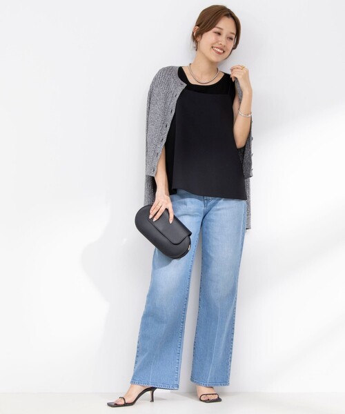 NOLLEY’S（ノーリーズ）の「グロッシーツイル＆ダブルクロスレイヤードキャミソール（キャミソール・レディース・ベージュ/オフホワイト/ブラック・FREE）」の14枚目の写真