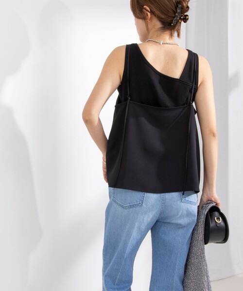 NOLLEY’S（ノーリーズ）の「グロッシーツイル＆ダブルクロスレイヤードキャミソール（キャミソール・レディース・ベージュ/オフホワイト/ブラック・FREE）」の19枚目の写真