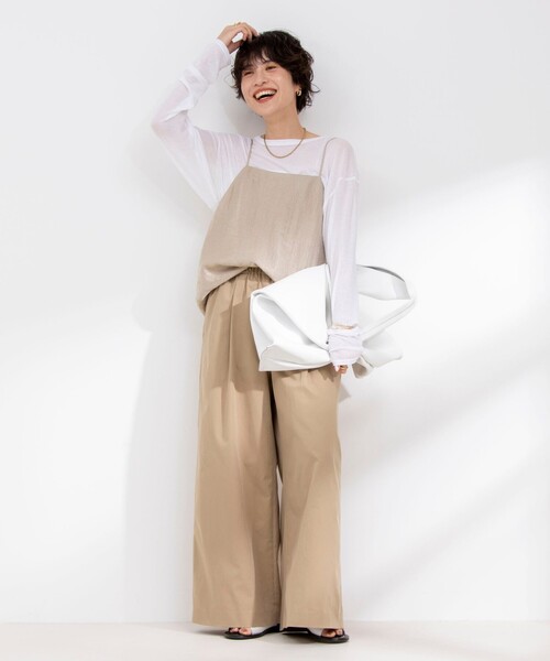 NOLLEY’S（ノーリーズ）の「グロッシーツイル＆ダブルクロスレイヤードキャミソール（キャミソール・レディース・ベージュ/オフホワイト/ブラック・FREE）」の21枚目の写真