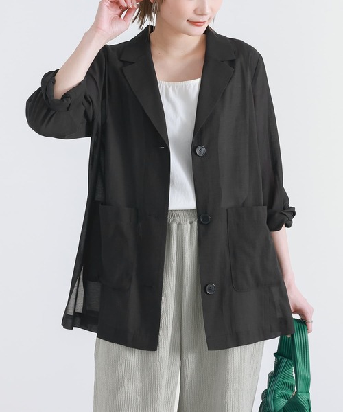 n'OrLABEL(ノアールレーベル)の「【廃盤】『シアーテーラードジャケット』(テーラードジャケット・レディース・ブラック/ベージュ・1/2)」の2枚目の写真