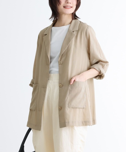 n'OrLABEL(ノアールレーベル)の「【廃盤】『シアーテーラードジャケット』(テーラードジャケット・レディース・ブラック/ベージュ・1/2)」の3枚目の写真