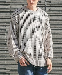 7Gメッシュ編みクルーネックニット