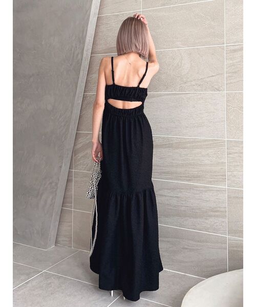 GYDA（ジェイダ）の「BACK OPENジャカードワンピース（ワンピース・レディース・ブラック/オフホワイト・FREE）」の2枚目の写真